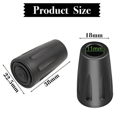 Walking Stick Rubber Tips,Walking Poles Rubber Tips Ferrules,2pcs(11mm) — view 2