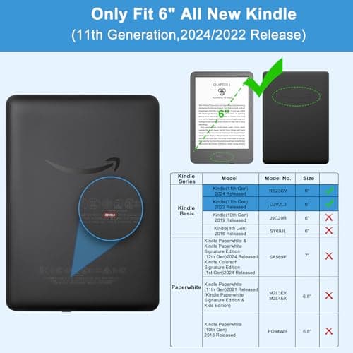 TQQ Case Fits 6" Amazon Kindle 11th Generation 2024 and 2022, Premium Slim and Lightweight Cover, Full Protection, Auto Sleep/Wake, Magnetic Closure (NOT fit Paperwhite or Oasis) — view 2