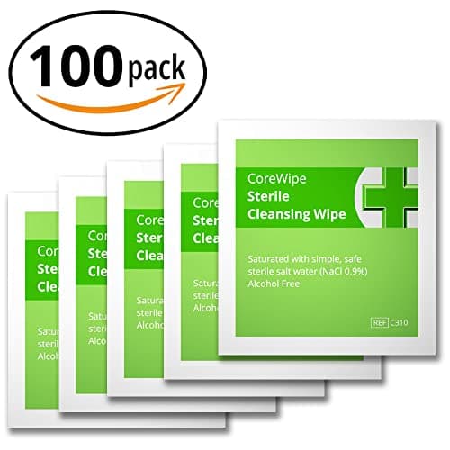 Soft Moist Cleansing Wipes STERILE AND ALCOHOL FREE. Pack Of 100x by Core Medical. For non-sting cleaning of wounds and scrapes at home, walking, camping and First Aid Kit Refills. — view 2