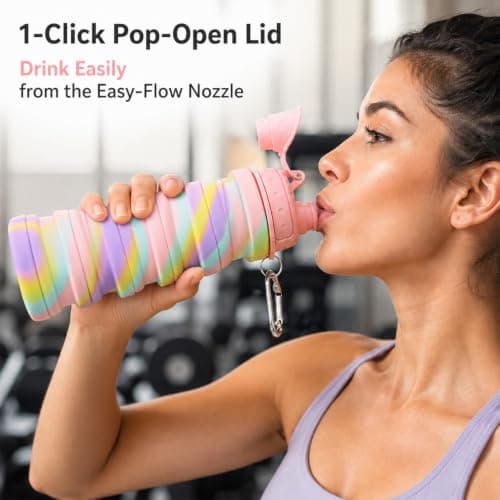 dkjfei 2 Pcs Collapsible Water Bottle, 500ml Water Bottles Silicone — view 4