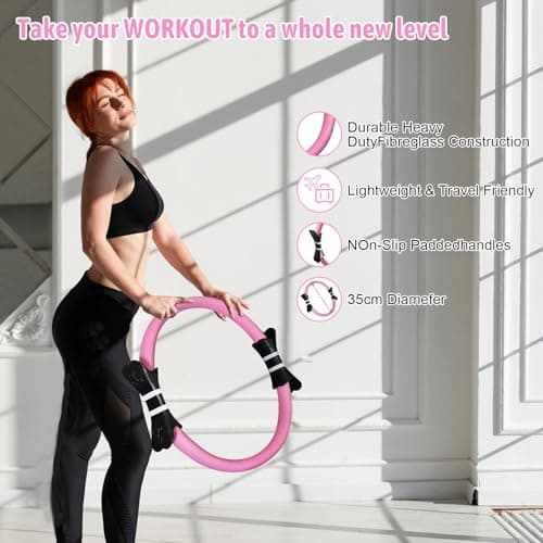 Pilates Ring Set, 14Inch Magic Circle, 9 inch Exercise Ball, 3 Resistance Bands (10/20/30 lbs), Home and Travel Pilates Equipment Kit for Toning, Strength & Flexibility — view 2