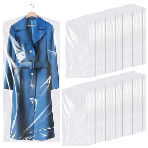35 Pack Plastic Clothes Covers, Dry Cleaning Bags, Garment Bags 60 * 140 cm