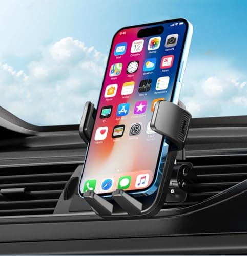 Super Stable Air Vent Cell Phone Car Mount with 2025 Metal Hook Clip 360° Rotation,One Button Release for iPhone, Samsung, Google, and All Other Smartphones — view 2