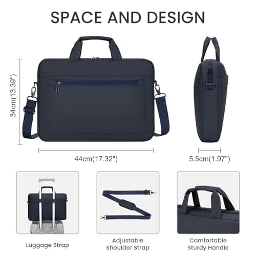 HEDUGO Laptop Bag Case 15.6 16 17 Inch Waterproof Computer Sleeve Messenger Bag with Adjustable Shoulder Strap Unisex Briefcase Carry Case for Work School Travel,Fit 15.6 to 17 Inch Laptops — view 6