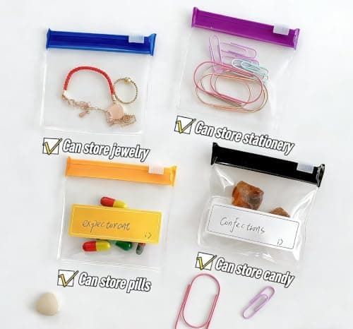 Merzio 14 Pcs Reusable Zip Seal Pill Bags for Travel, Small Storage Pouches — view 3