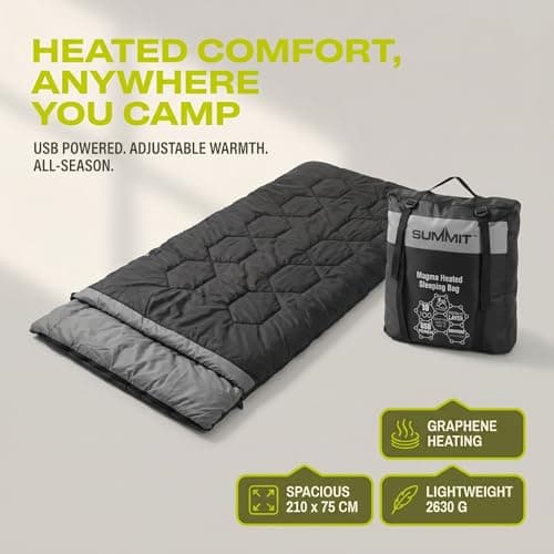 VFM e-Store - Heated Sleeping Bag Usb, Graphene Camping for Cold Weather, Electric Rectangular 3 Season With Adjustable Heat, 210 X 75 cm Black X 1 — view 2