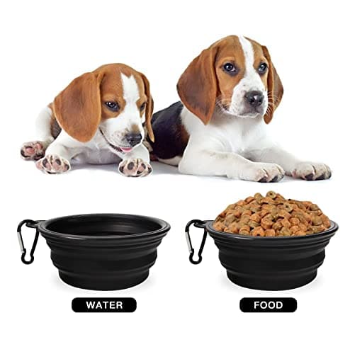 Collapsible Dog Bowl,Collapsible Dog Water Bowls for Cats Dogs, Portable Pet Feeding Watering Dish,Portable Dog Water Food Bowl with Carabiner (Medium(650ML), Black) — view 3
