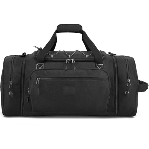 Laripwit Expandable Duffle Holdall Bag for Men 45-50L Medium Travel Duffel Bag Unisex Gym Sports Bag with Shoulder Strap | Multi-Pockets for Weekend Overnight Luggage, Black