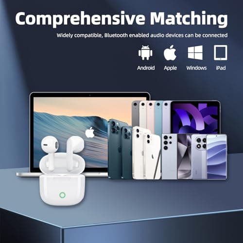 Wireless Earbuds, Wireless Headphones Bluetooth 5.3 Headphones 3D HiFi Stereo Noise Cancellation in-Ear Built-in Mic with Charging Case,IPX8 Waterproof for Work,Travel,Earphones for iPhone Android iOS — view 5