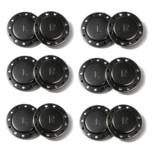 Magnetic Buttons,6 Pairs 26 mm Magnetic Press Studs for Sewing,Magnetic Closures for Clothing, Bags & Pockets. Large Snap Fasteners in Classic Black for Easy and Strong Garment & Accessory Closures