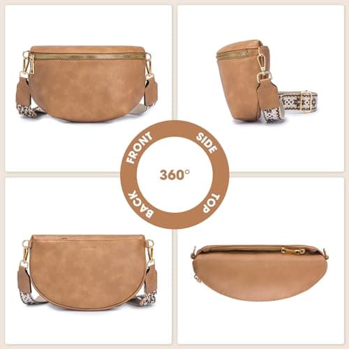 Roulens Crossbody Bag for Women Fashion Waist Packs Soft Vegan PU Leather Belt Bag Large Capacity Shoulder Bag with Adjustable and Removable Wide Strap — view 6