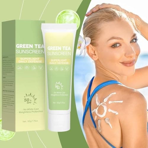 Green Tea Sunscreen, Green Tea Hyaluronic Hydrating Sun Cream SPF 50, Moisturising Korean Sunscreen for Face, Travel Size Sun Cream SPF 50+, Non-Greasy, Daily Broad Spectrum UV Protection (1) — view 2
