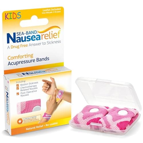Sea-Band Pink Kids Travel & Motion Sickness Acupressure Wristband, 1 Pair