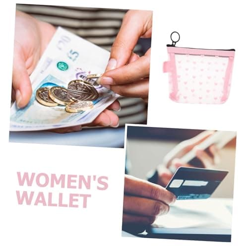 Pink Nylon Heart Mesh Coin Pouch Travel Organizer for Women — view 3