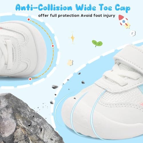JIASUQI Infant Barefoot Shoes Girls Boys Baby Non-Slip First Walking Shoe Newborn Crib Lightweight Sneakers Wide Baby Indoor Outdoor Shoes(MultiWhite 128,12-18 Months) — view 2