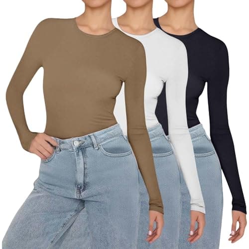 Womens Thermal Top 3 Pack Long Sleeve Tops for Women Soft Breathable Slim Fit Base Layer Shirt Ideal for Thermal Layering Casual Wear Women Long Sleeve Fitted Top — view 2