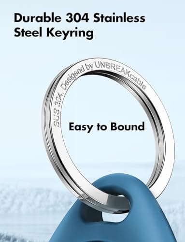 UNBREAKcable 360° Protective Case for AirTag (1st & 2nd Generation) [4 Pack], TPU Full Cover Keyring Holder with 304 Stainless Steel Keychain, Scratch-Resistant Design for Keys, Bags, Luggage — view 6