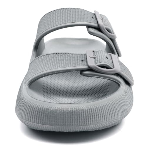 Waysoland Cloud Sliders Women Men Sandals with Adjustable Buckles,Shower Bathroom Non-Slip Quick Drying Open Toe Super Soft Comfy Thick Sole Sandals Indoor Outdoor(Grey,7/8 UK) — view 4