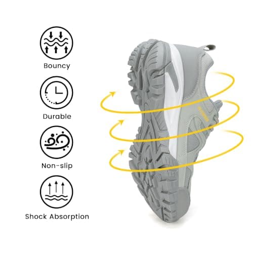 CC-Los Women's Waterproof Outdoor Walking Shoes Non-Slip Lightweight Hiking Grey Wide Size 5-5.5 — view 6
