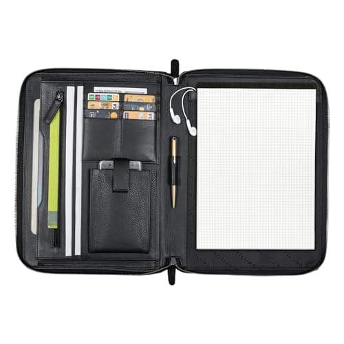 STILORD 'Ferris' Leather Document Folder A4 XL Vintage Conference Folder for 13,3 inch Laptops MacBook PC Case Bag Organiser Notebook Genuine Leather, Colour:Black — view 4