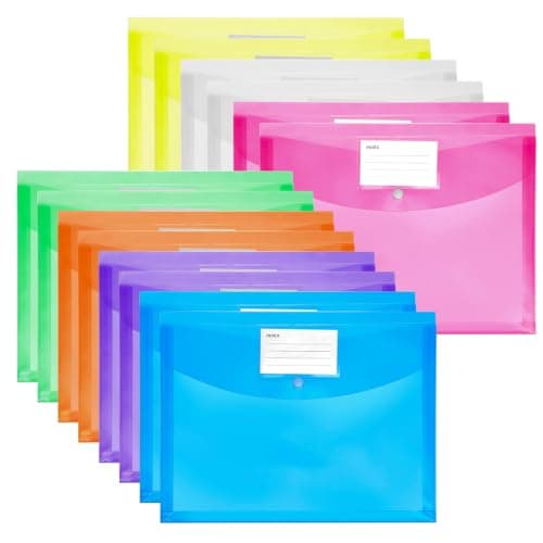 Plastic Wallets A4, 14 Pack Plastic File Folders A4 Document Folders