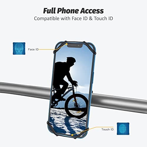 Jumkeet Bike Phone Holder, Detachable 360° Rotation Bicycle Phone Mount, Universal Silicone Motorcycle Handlebar Mount Fits for Phone 13 12 11 Pro Max/XR/XS/8/7/6 Plus, Samsung (4.0"-6.5") — view 3