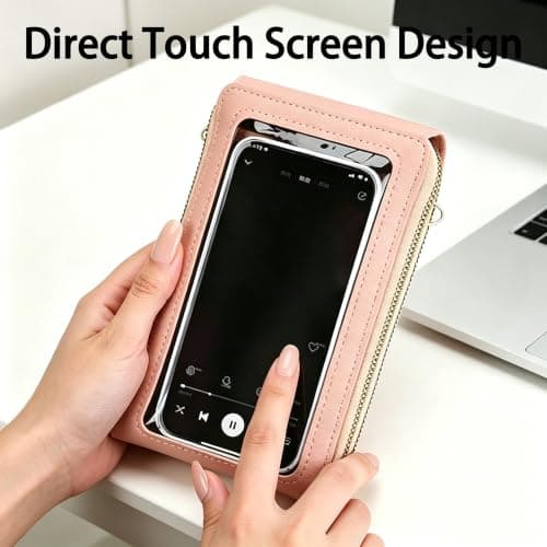 Touch Screen Crossbody Phone Bag for Women Phone Messenger Bag，Brown-1 — view 3
