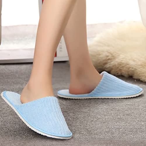 Rurunklee 5 Pair Portable Travel Slippers - Foldable Coral Fleece Disposable Hotel Spa Slippers for Guest Room - Unisex Indoor House Floor Business Travel Trip Shoes — view 5