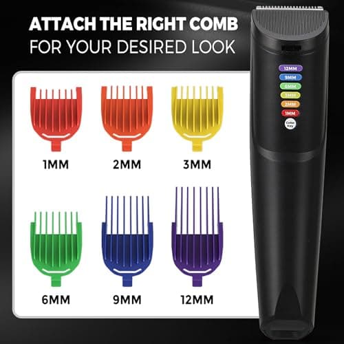 IndoTeam Beard Trimmer for Men, Rechargeable Cordless Beard & Hair Trimmer with Colour-Coded Guide Combs, Precision Trimming Kit with Nose Trimmer, USB Charging, Up to 90-Min Runtime — view 3