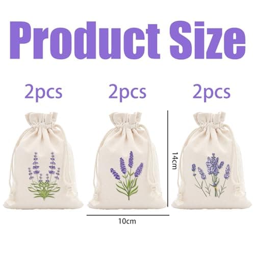 6 Pcs Lavender Bags,Dried Lavender Sachet Empty for Wardrobes and Moths Drawstring Fabric Pouches for Aromatherapy,Pouch Cotton for Spice,Dried Flowers and Herbs(10x15cm) — view 4