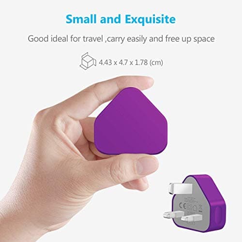 AMO USB Charger Plug UK, USB Plug Adapter Data Cable 2 Metre Compatible For iOSiPhones 5 5S 5C SE 7 8 X XS XR 11 12 13 14 i Pad iOSiPod Air Pods (Purple 1Amp) — view 2