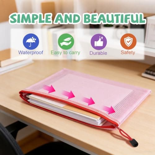 A4 Plastic Wallets File Folder Zip LockBags Document Wallet File Zipper Bag — view 2