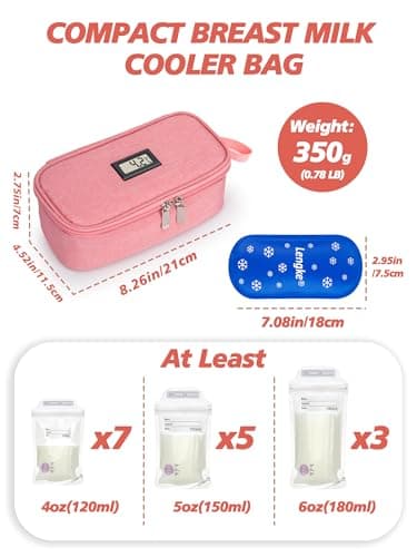 Leng Ke Breastmilk Cooler Bag - Breast Milk Cooler Travel Bag with Temperature Display, Insulated Breastmilk Cooler Bag for Travel, Breastmilk Storage Bag for Daycare Travel Nursing Mom (Pink) — view 3