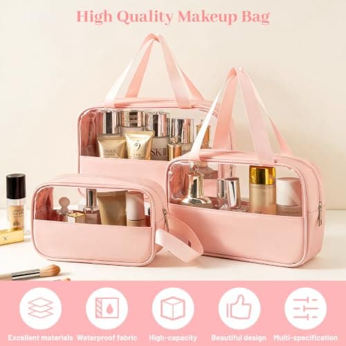 Clear Travel Toiletry Bag 3 Pack, Waterproof PVC Wash Bag Set — view 3