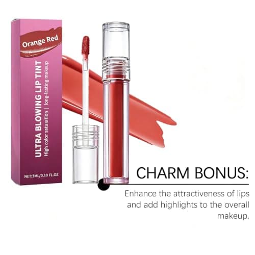 Doe Foot Lip Color Warm Red Finish ZEPHOCO Glossy Liquid, O red — view 5