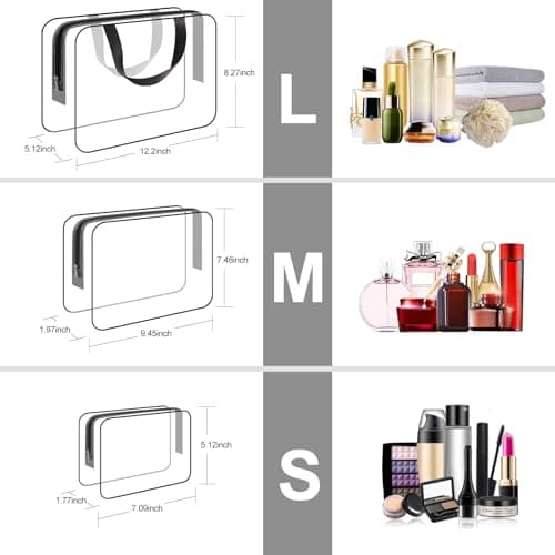 Clear Wash Bag for Toiletries, Funnasting 3 in 1 Waterproof Clear PVC Travel Makeup Bag Business Bathroom for Men, Women and Kids — view 6