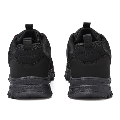 HaloTeam Trekking Shoes Mens Outdoor Travelling Walking Shoes Non-Slip Lace-up Hiking Boots,Black Red,8.5 UK — view 5