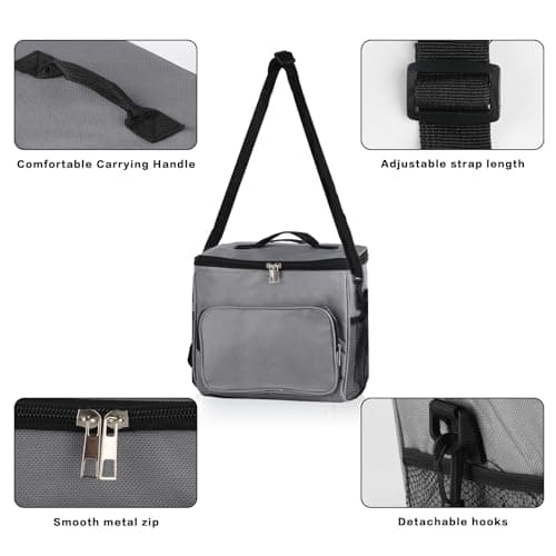 10L Insulated Lunch Bag, Collapsible Portable Cooler Tote with Front Pocket — view 3