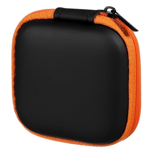 Mikikit Hard EVA Earbud Case 7.5x7.5x2.5 cm Orange – Shockproof Water-Resistant Travel Pouch for Earphones, USB Cables & Coins, Tangle-Free Storage for Pocket, Backpack, Gym