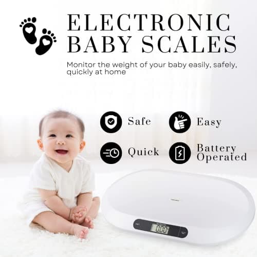 Marco Paul 20kg Electronic Baby Weighing Scales Infant Pet Bathroom Toddler Body Digital Scale for Babies or Small Animals Battery Operated White Multi-Function Baby Scale Monitor Health Growth — view 6
