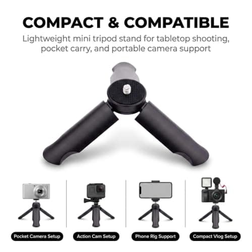 Mini Tripod Stand for Portable Cameras, Black Tabletop Camera Mount Compatible with DJI Osmo Pocket 3 & 2, Versatile Compact Desktop Tripod for Photography & Videography — view 6
