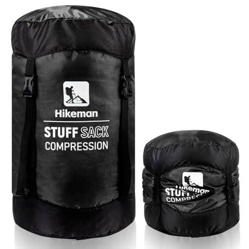 HIKEMAN Compression Stuff Sack for Sleeping Bag - Lightweight Compression Bag,Water-Resistant Sleeping Bag Stuff Sack for Camping Outdoor Hiking Backpacking Travelling (Black, S)