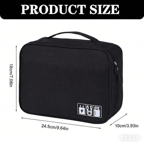 Travel Cable Organiser Bag, Electronics Tech Organizer Pouch Waterproof Padded Storage Case for Cables, Chargers, Hard Drives, Power Banks, Multi-Layer Carry Case for Travel and Office (Navy Blue) — view 3