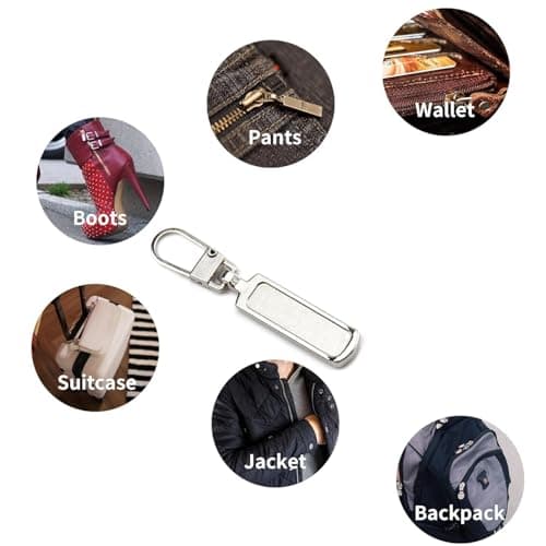 LEOUEANR 4Pcs Spare Zipper Pulls, Metal Removable Rectangle Zipper puller replacement for Down Jacket, Bag and Shoe Repair(Silver) — view 6