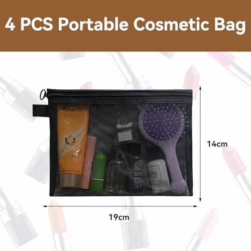 4 Pcs Small Makeup Bag for Handbag,Pouches for Handbags,Black,14×19cm — view 2