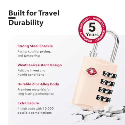 NovLock Suitcase Padlocks, TSA Approved Luggage Locks, Travel Padlocks — view 6