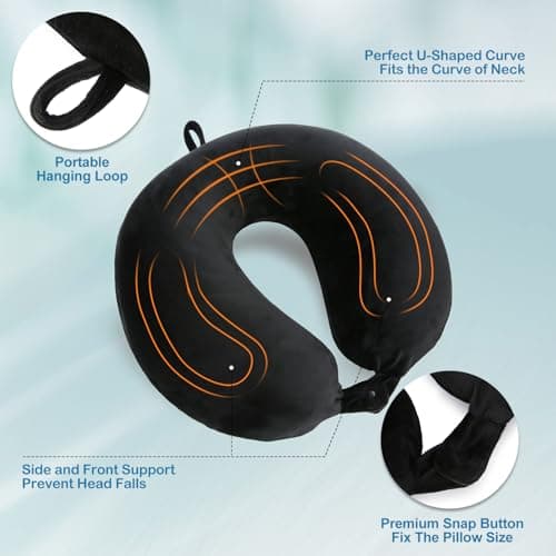 Cirorld Inflatable Travel Pillow, Blow up Neck Pillow for Travel, Lightweight Inflatable Travel Pillow for Airplane with Eye Mask and Earplugs—Travel Essentials for Flying, Black — view 5