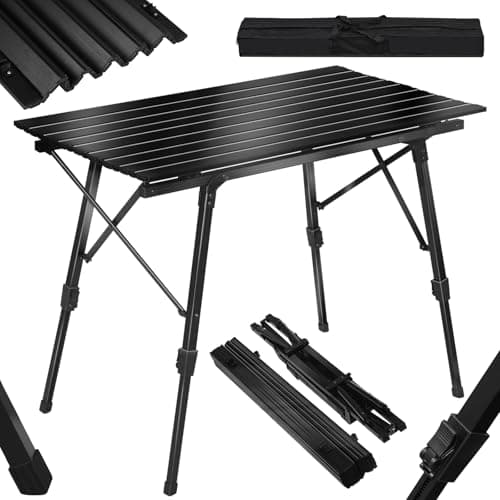 WOLTU Folding Camping Table Height Adjustable 90x52x (45-69) cm, Black