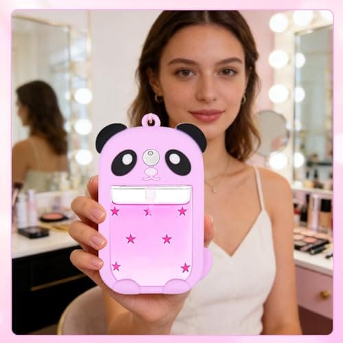 Silicone Case for Touchland Hand Sanitizer Spray with Keychain, Adorable Panda Hand Sanitizer Spray Cover for Power Mist & Glow Mist 1 FL Oz/30ML Bottle, Cute Pink Protector Sleeve for Travel — view 6