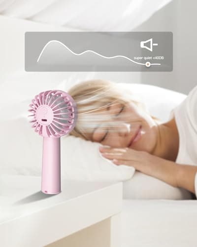 Portable Handheld Fan, Small Personal Hand Fan with 3 Speeds 1800mAh USB Rechargeable, Mini Hand Held Fan for Makeup Eyelash, Travel Gifts for Girls Women Kids — view 6
